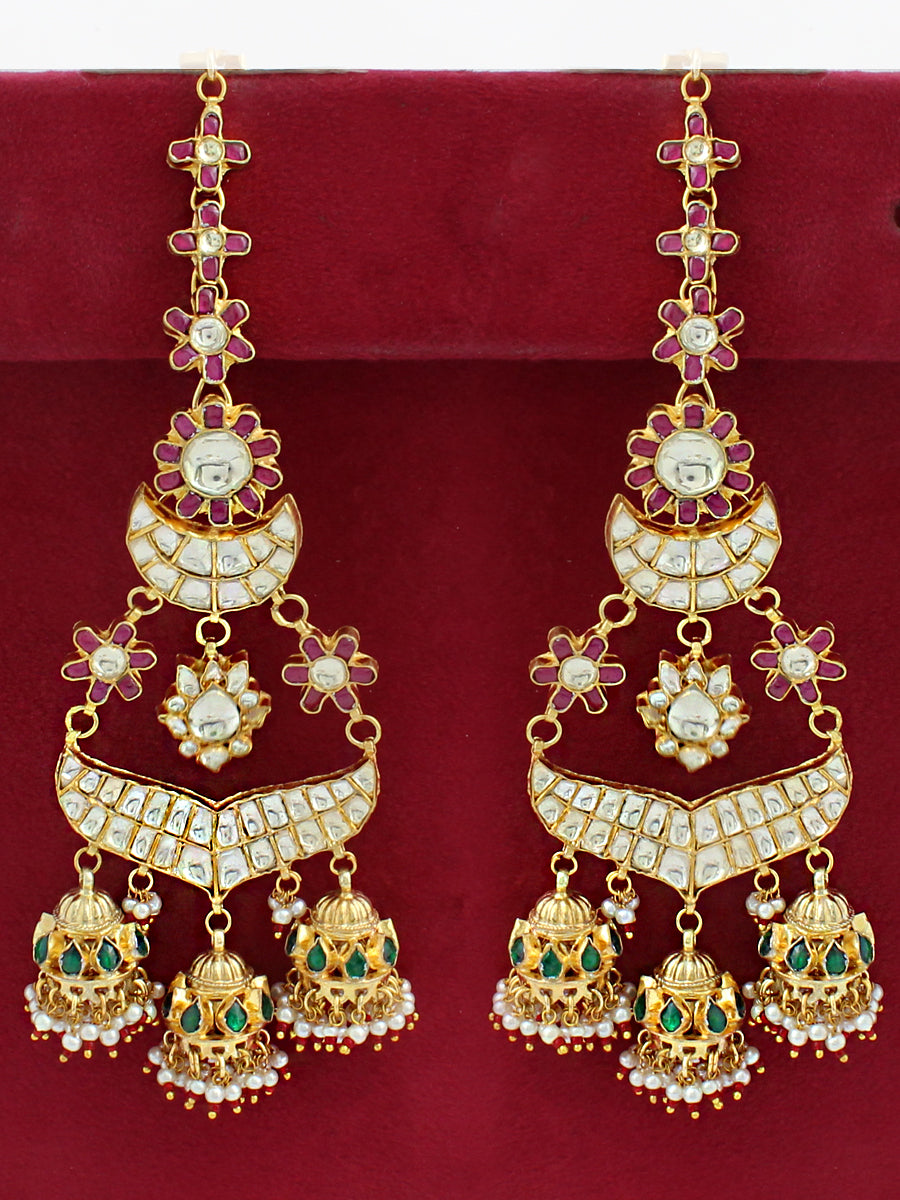Bollywood Indian Traditional Gold Plated Ethnic Long Earrings Set With  Mangtika | eBay